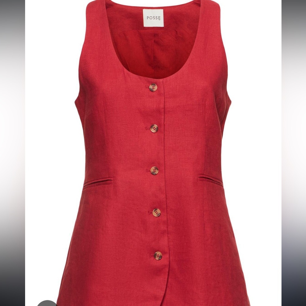 Posse Vibrant Red Button-Up Vest
